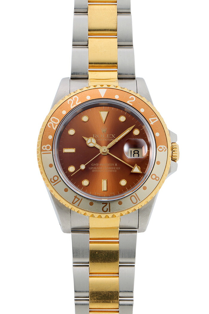 ROLEX (ロレックス) GMTマスターII 16713 E番 ブラウン文字盤 自動巻き メンズ 40mm 【腕時計】 【送料無料】【中古】｜BRAND SHIP 店