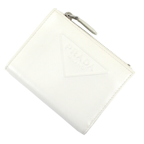 PRADA ホワイト コインケース PRADA* サフィアーノトライアングル コインケース 丸型 *White
