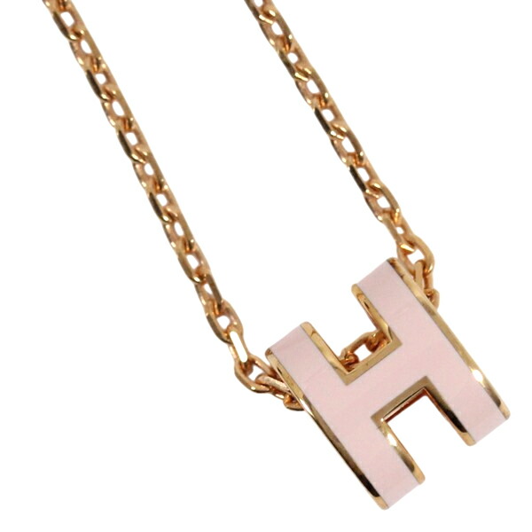 エルメス ネックレス ポップアッシュ ミニ Pop H mini ペンダント Hロゴ ピンクゴールド ピンク ラッカー HERMES レディース 女性 アクセサリー ジュエリー ブランド 定番 人気【新品】