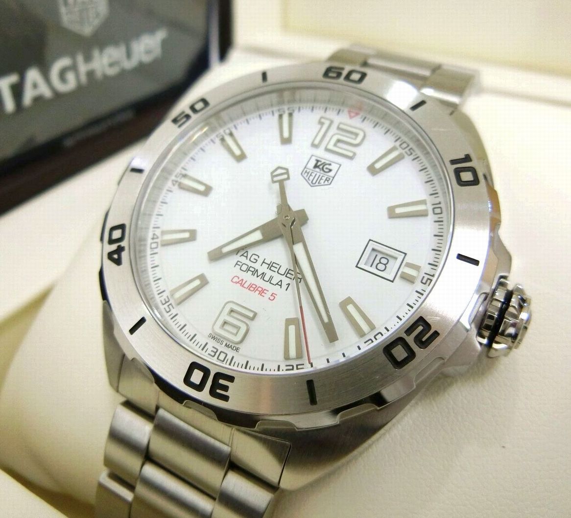 完成品 Heuer タグホイヤー Formula フォーミュラ 1 キャリバー5 オートマチック 自動巻き腕時計 白文字盤 メタルベルト Waz2114 Ba0875 0m防水 3針 おしゃれ ブランド メンズ腕時計 極美品 中古 送料無料 1184 1184 Adrm Com Br