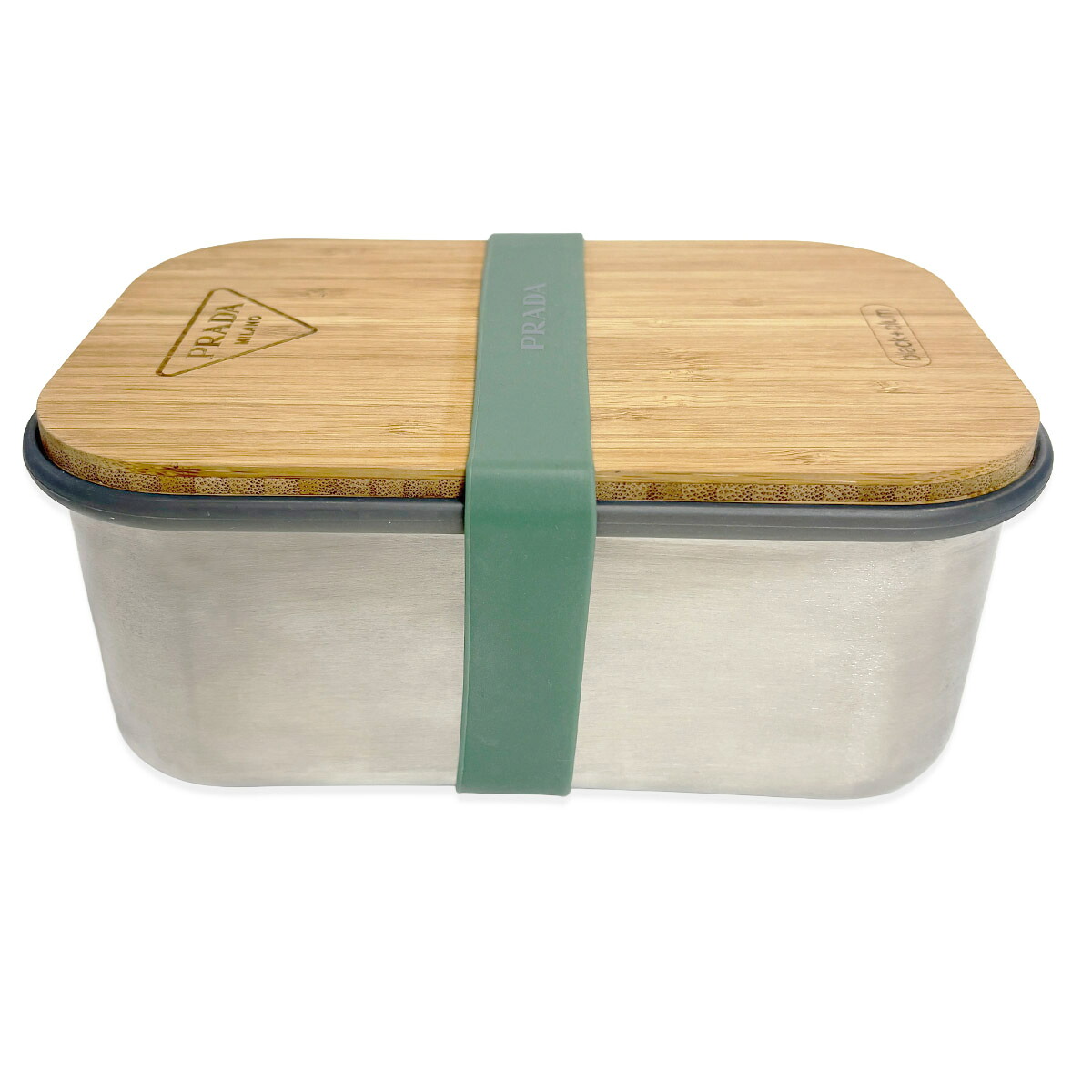 【中古】 プラダ × ブラックブルム  【 お弁当箱 夕ご飯ボックス席 サンドボックス席 】 ステンレス鋼 ＋生まれながら竹＋ケイ素樹脂 】  PRADA＋Black+Blum 未当て嵌める見せびらかす品（2948）