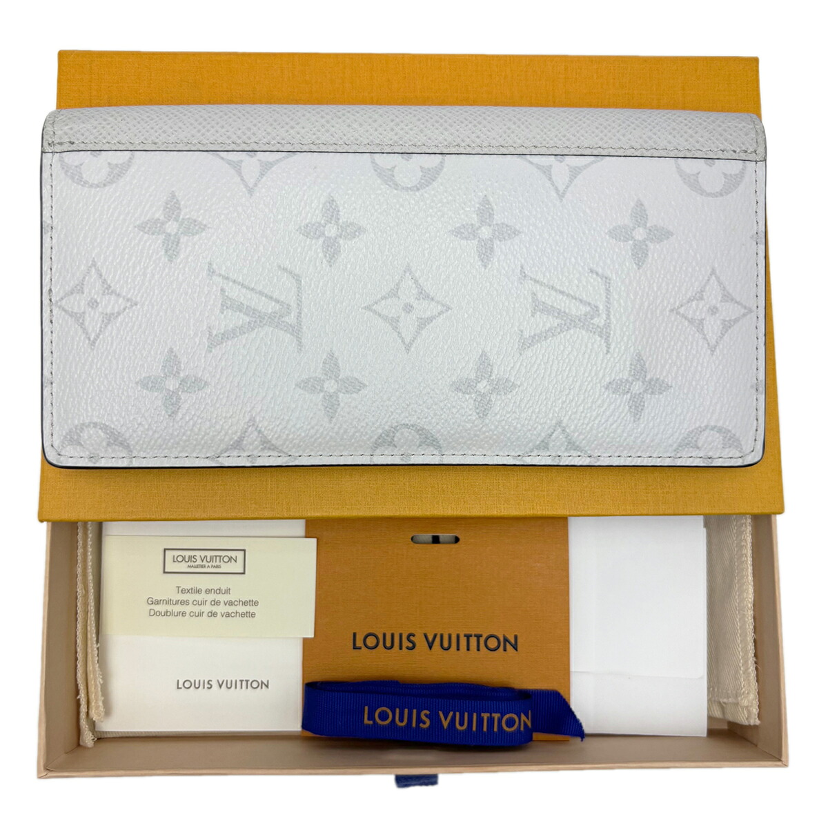 【中古】 ルイヴィトン メンズ 長財布 ホワイト タイガラマ ポルフォイユブラザ M30298