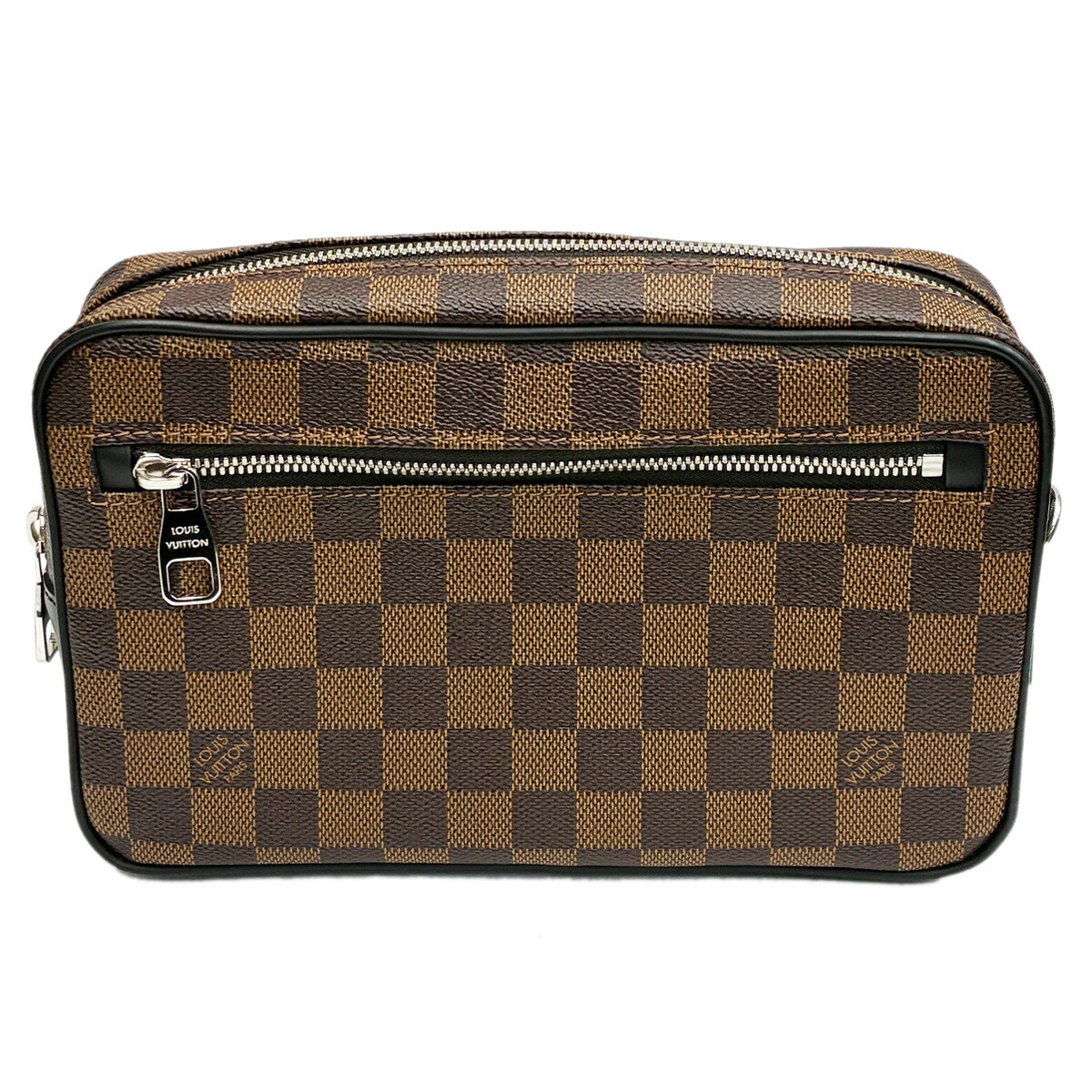 【中古】 ルイヴィトン 二番目御徒面子 クラッチペダル ポシェットカサイ メンズ 赤銅色 なめし革 ダミエ エベヌ ヴィトン N41663