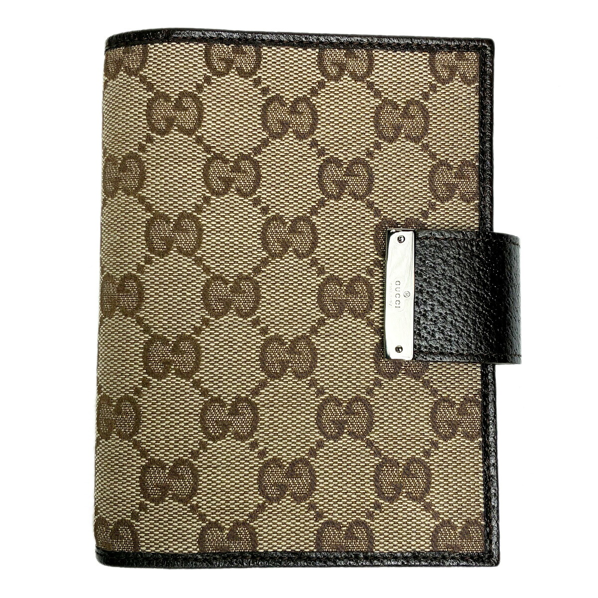 【中古】 グッチ GG帆布 協議事項 万覚え帳 6穴式 なめし革 115240