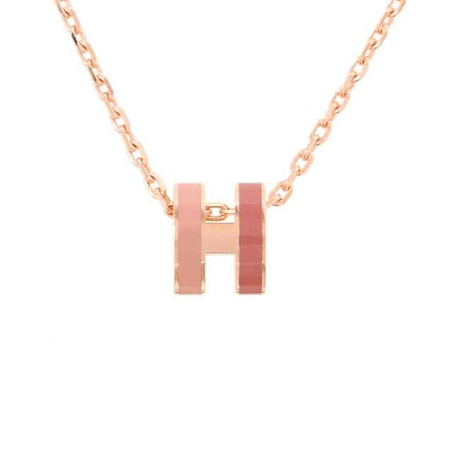 ☆☆エルメス HERMES ポップH ミニ ネックレス ペンダント ポップアッシュ ロカバール ボーテ ピンク ピンクゴールド金具 未使用