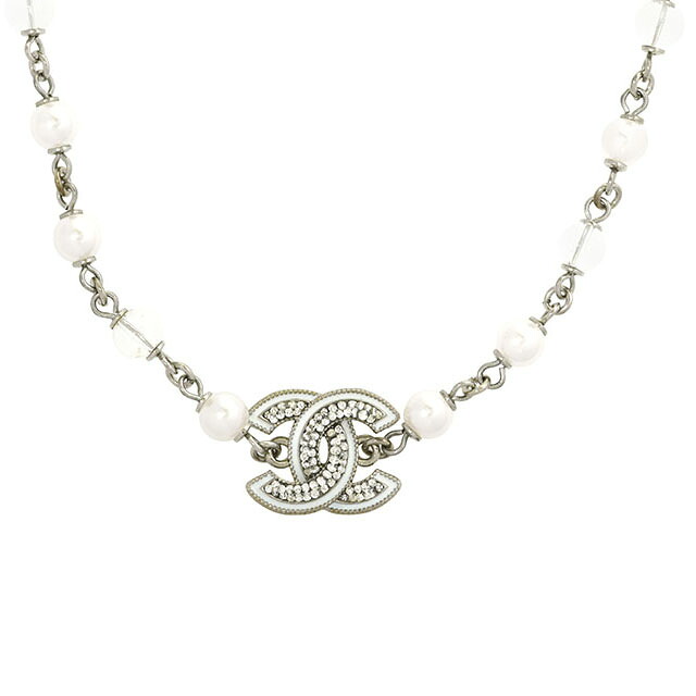 シャネル CHANEL ココ ラインストーン フェイクパールネックレス A25C【中古】|バースデー