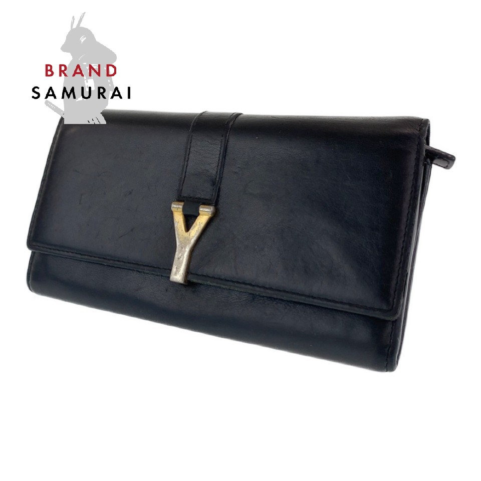 楽天市場 Yves Saint Laurent イヴ サンローラン Yライン ブラック ゴールド レザー 長財布 札入れ 中古 メンズ Brand Samurai