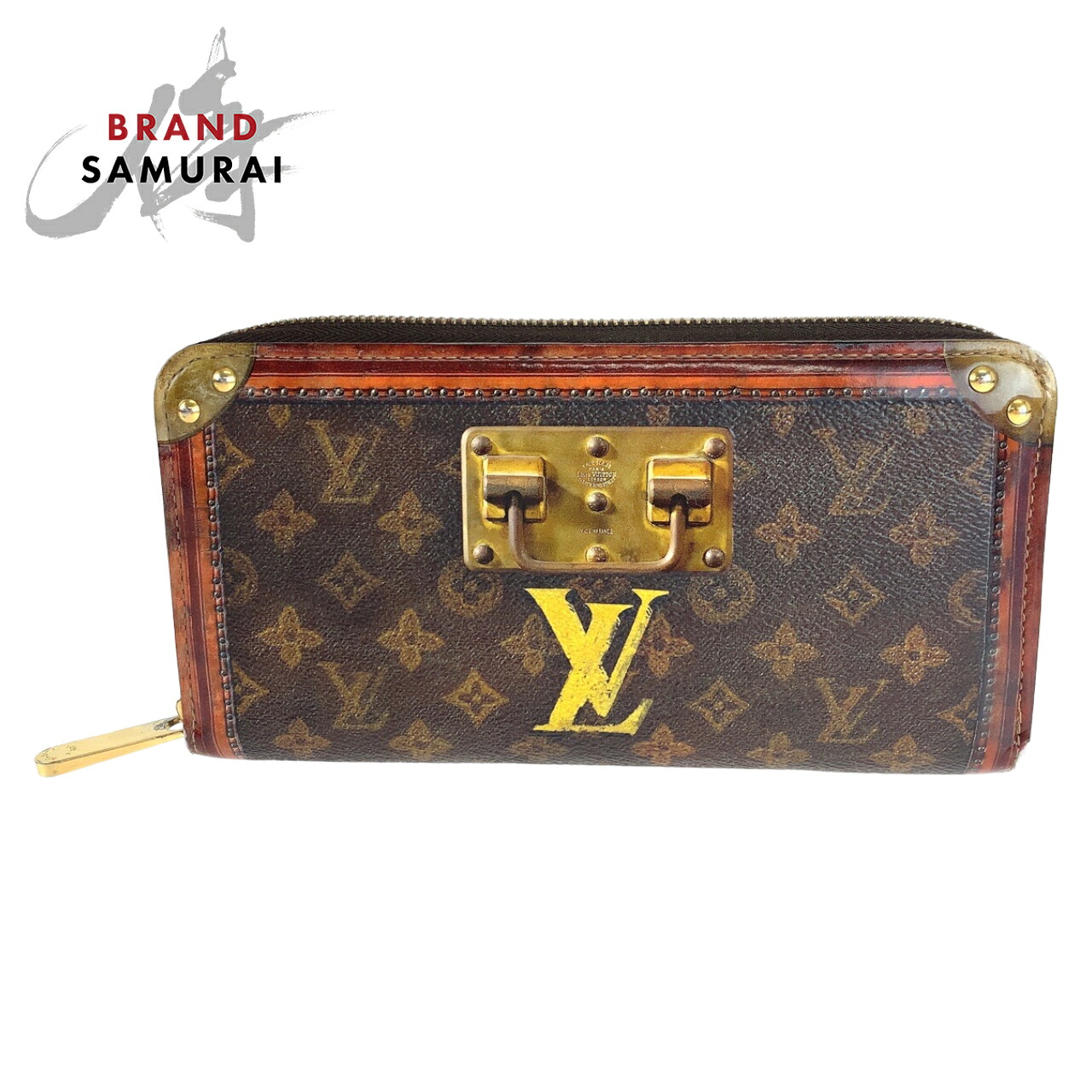 LOUIS VUITTON ルイヴィトン モノグラム トランクタイム ジッピーウォレット 男女兼用 ブラウン ゴールド金具 モノグラムキャンバス M52746 長財布 ラウンドファスナー レディース 504541 【中古】