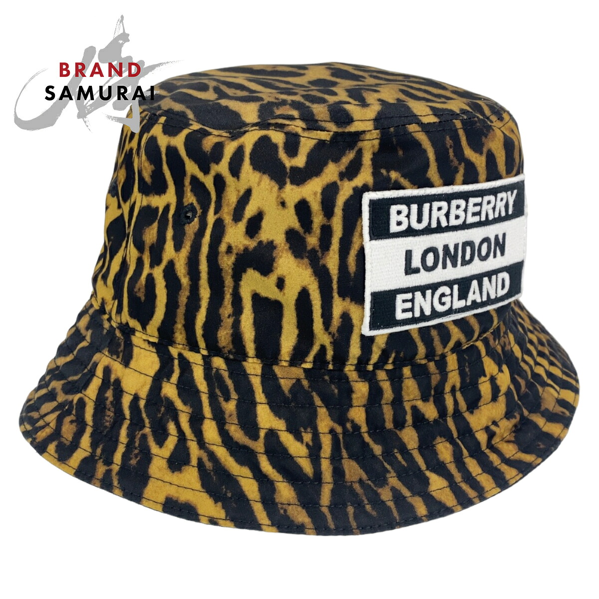 超美品 BURBERRY バーバリー レオパード柄 ヒョウ柄 赤銅色 黒いこと ポリアミド 井戸釣瓶かぶり笠 鳥打ち帽 メンズ 503648 【中古】 バッグ・小物・ブランド雑貨-メンズ帽子