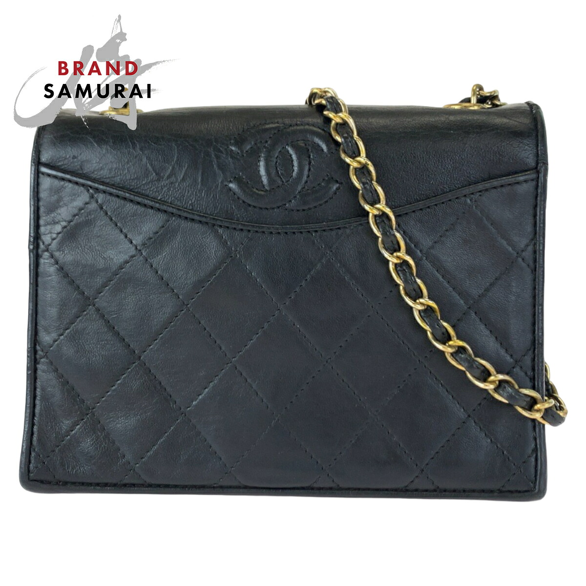 CHANEL シャネル ヴィンテージ マトラッセ シングル下げ翼 ココマーク 黒いこと 黒 ゴールド金具 子ヒツジ人はだ 曲がった掛け チェーン店ショルダーバッグ ポシェット レディース 603111 【中古】