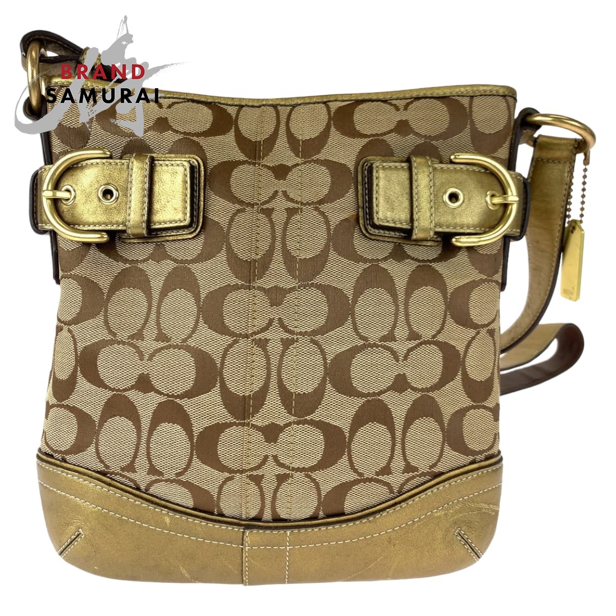 楽天市場】美品 COACH コーチ シグネチャー スカーフ付き ゴールド