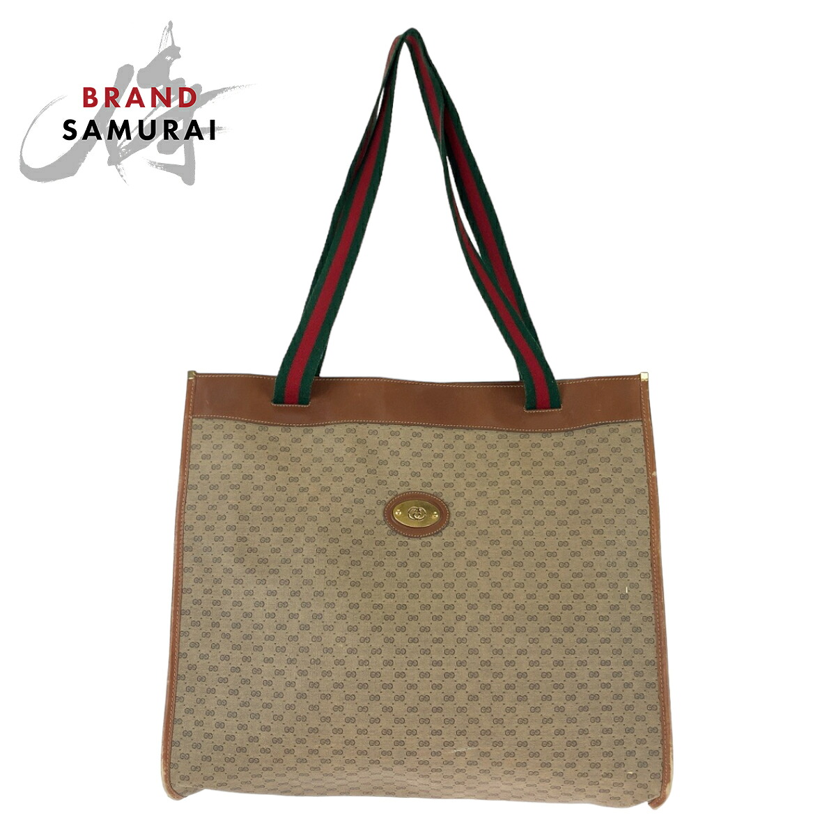 GUCCI グッチ ヴィンテージ オールドグッチ シェリーライン マイクロGG ブラウン ゴールド金具 GGスプリームキャンバス /レザー 002 39 0044 トートバッグ ショルダーバッグ レディース 506366 【中古】