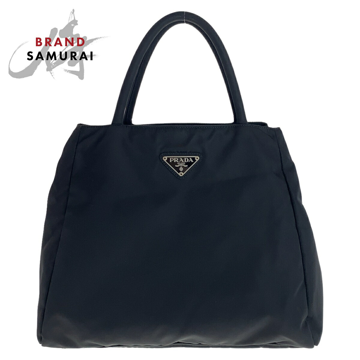 PRADA プラダ テスート 三角ロゴプレート ブラック 黒 シルバー金具 ナイロン トートバッグ ハンドバッグ レディース 600918 【中古】