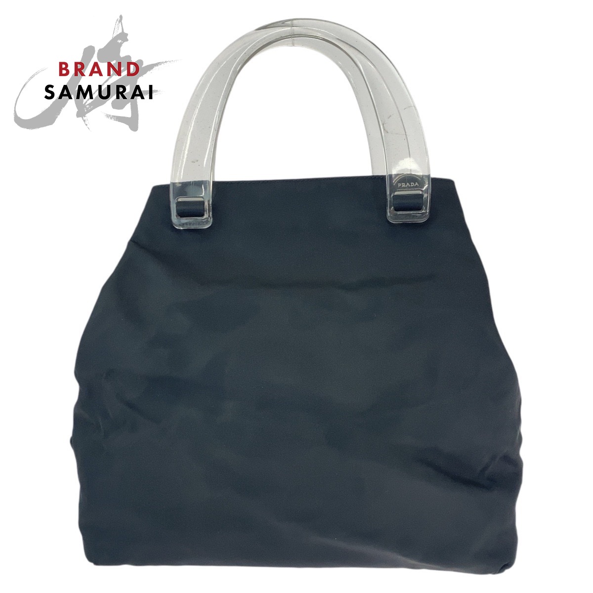 美品 PRADA プラダ テスート 三角ロゴプレート ブラック 黒 シルバー金具 ナイロン /プラスチック トートバッグ ハンドバッグ レディース 602015 【中古】
