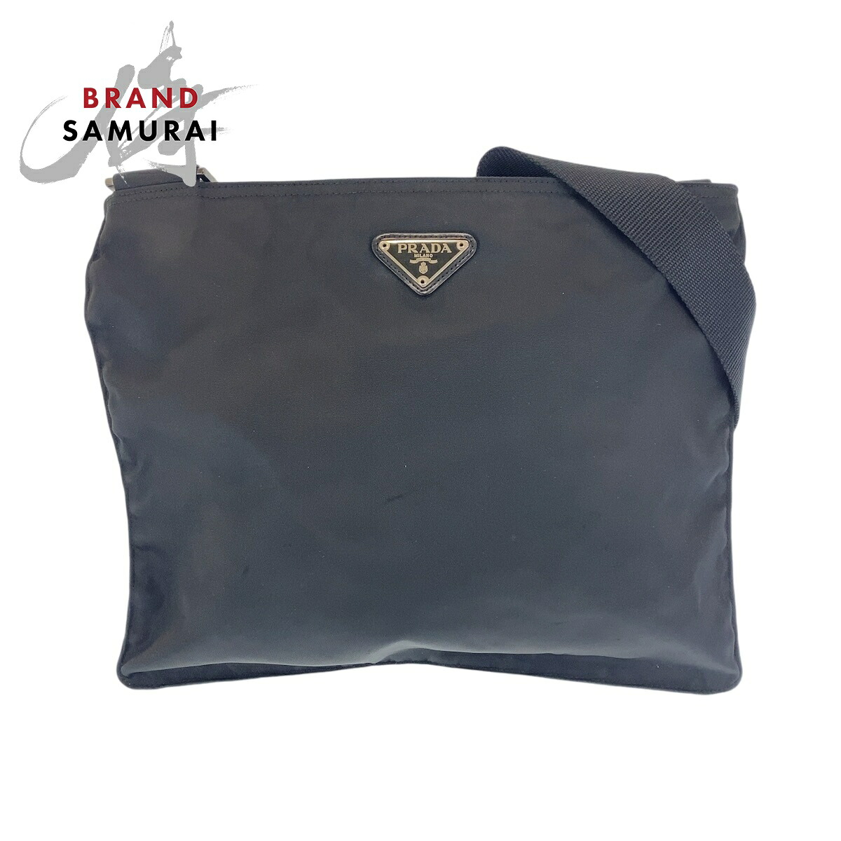 美品 PRADA プラダ テスート 三角ロゴプレート ブラック 黒 シルバー金具 ナイロン ショルダーバッグ サコッシュ メンズ 602971 【中古】|BRAND SAMURAI