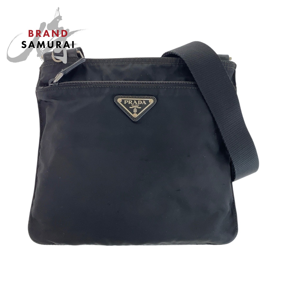美品　PRADA ポシェット　黒 PRADA 極 美品 希少品 プラダ 三角ロゴ ナイロン レザー 本革