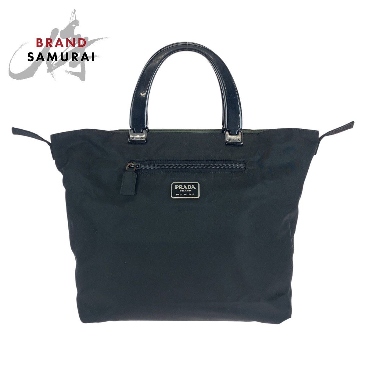 プラダ PRADA ハンドバッグ トート 鞄 テスートナイロン 三角プレート PRADA 美品 プラダ テスート 三角ロゴプレート ブラック 黒