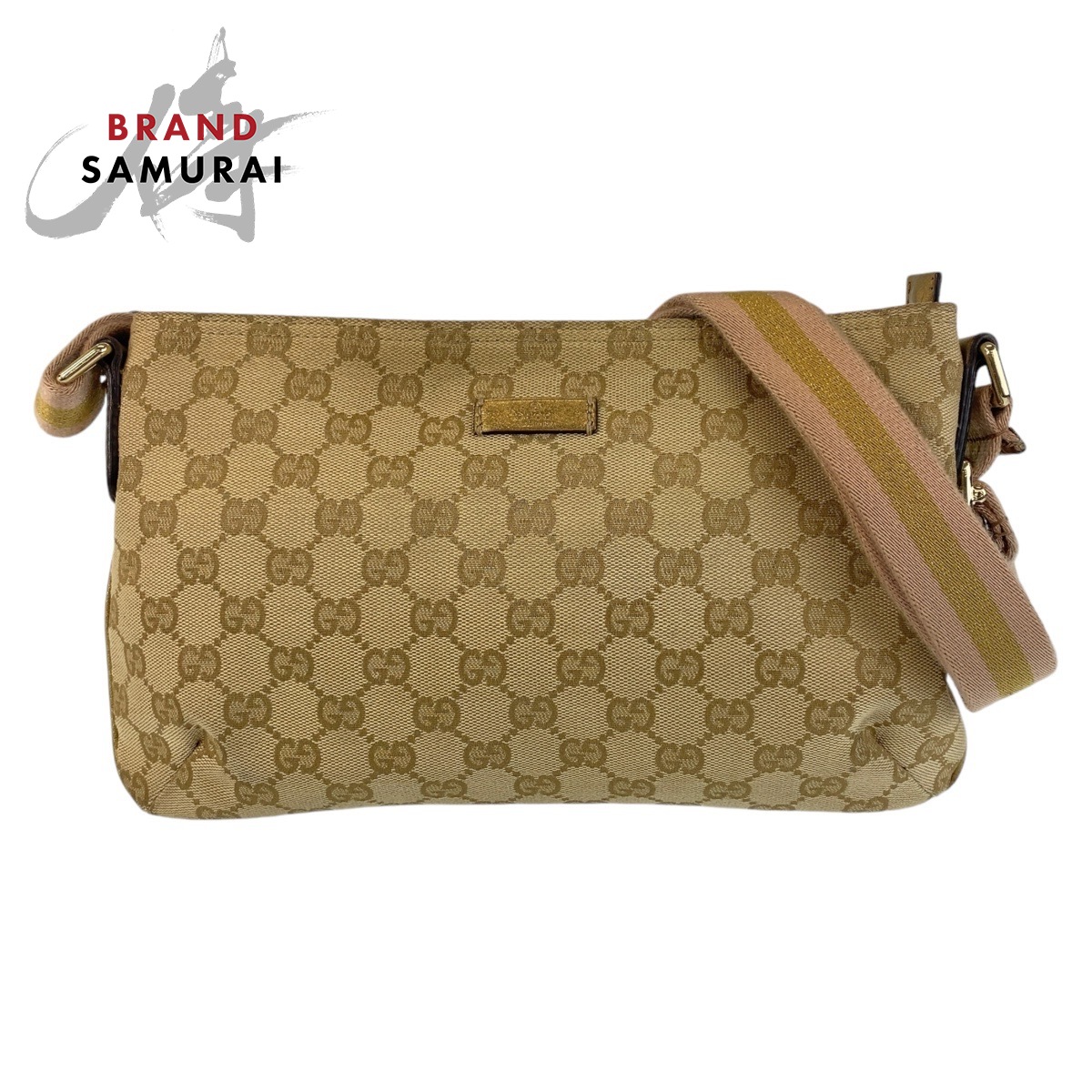 GUCCI グッチ シェリーライン ベージュ ピンク ゴールド金具 GGキャンバス 410766 ショルダーバッグ メッセンジャーバッグ レディース 506692 【中古】