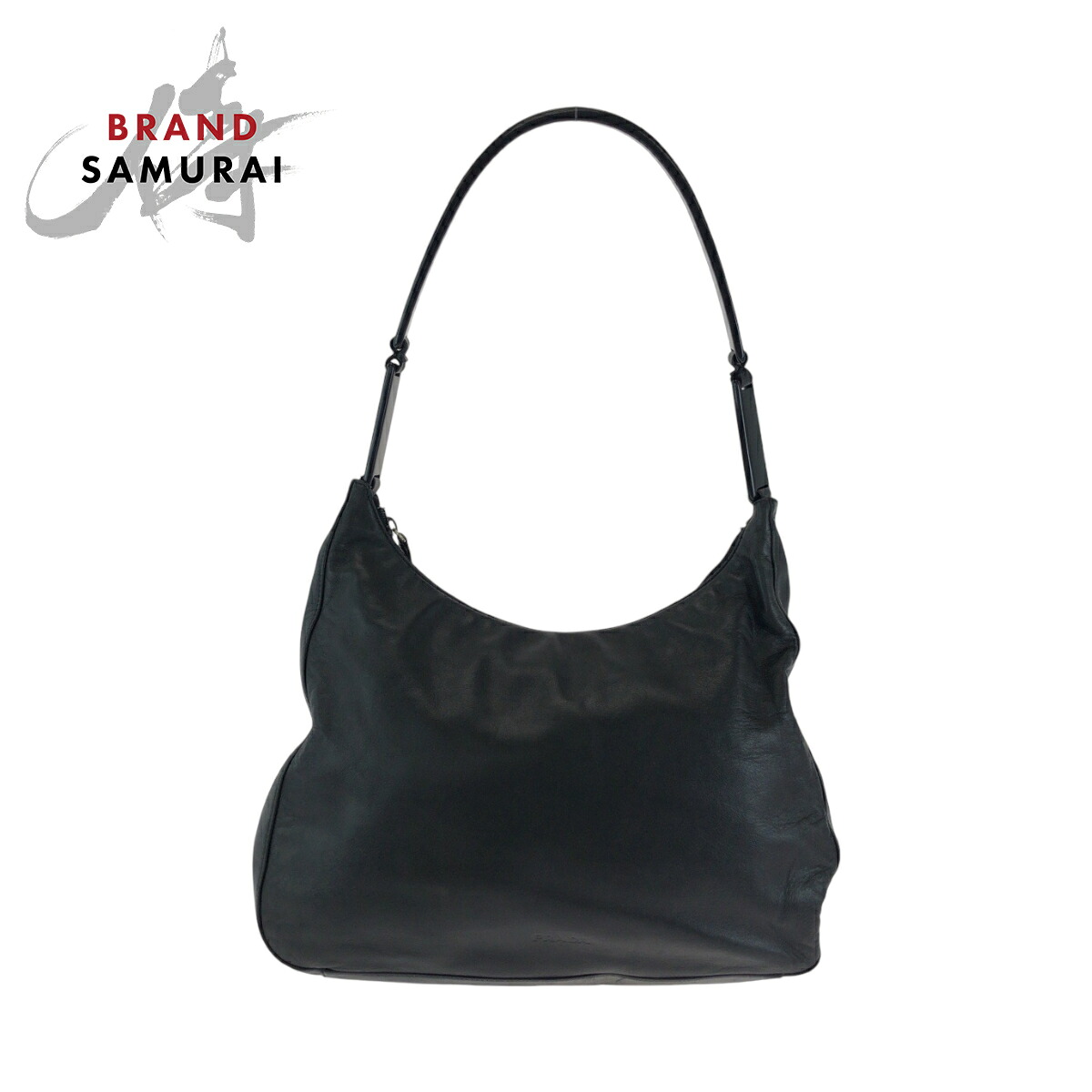 PRADA プラダ プラスチックハンドル ロゴ ブラック 黒 プラスチック /レザー ホーボー プラハンドル ショルダーバッグ レディース 506466 【中古】