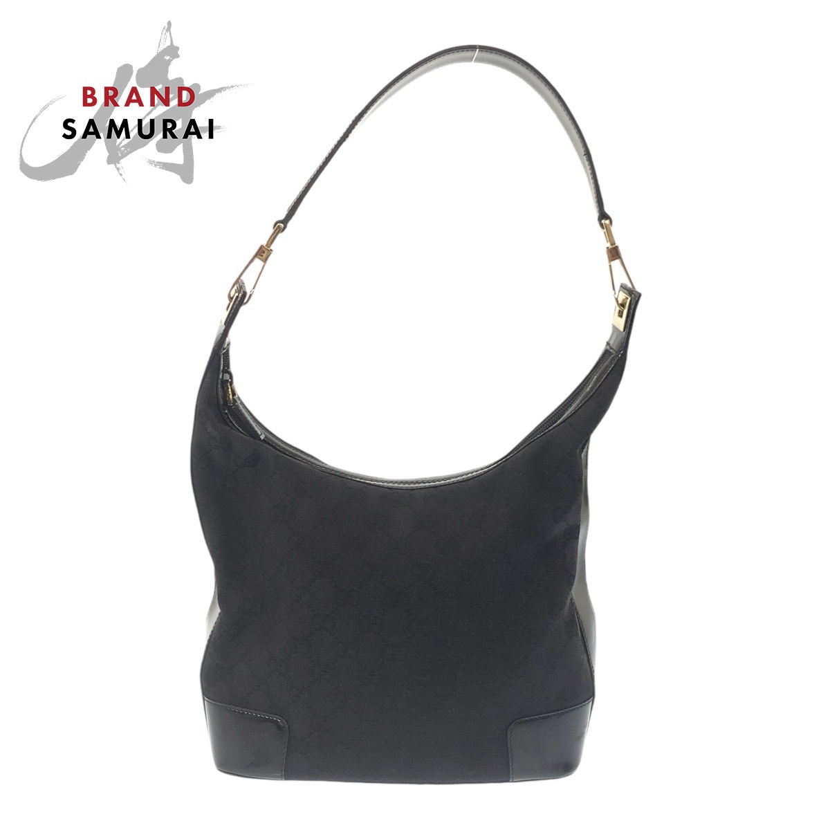 GUCCI ハンドバッグ　キャンバス　レザー　GG シルバー金具　黒 GUCCI グッチ GGキャンバス トート バッグ 黒 シルバー金具