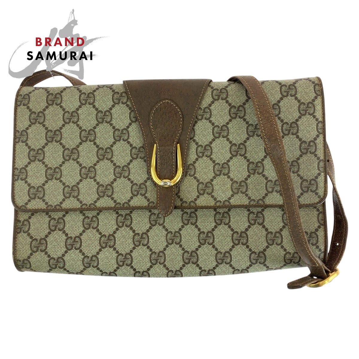 GUCCI グッチ ヴィンテージ オールドグッチ ブラウン ゴールド金具 GGスプリームキャンバス /レザー 94 02 050 ショルダーバッグ ポシェット レディース 601816 【中古】