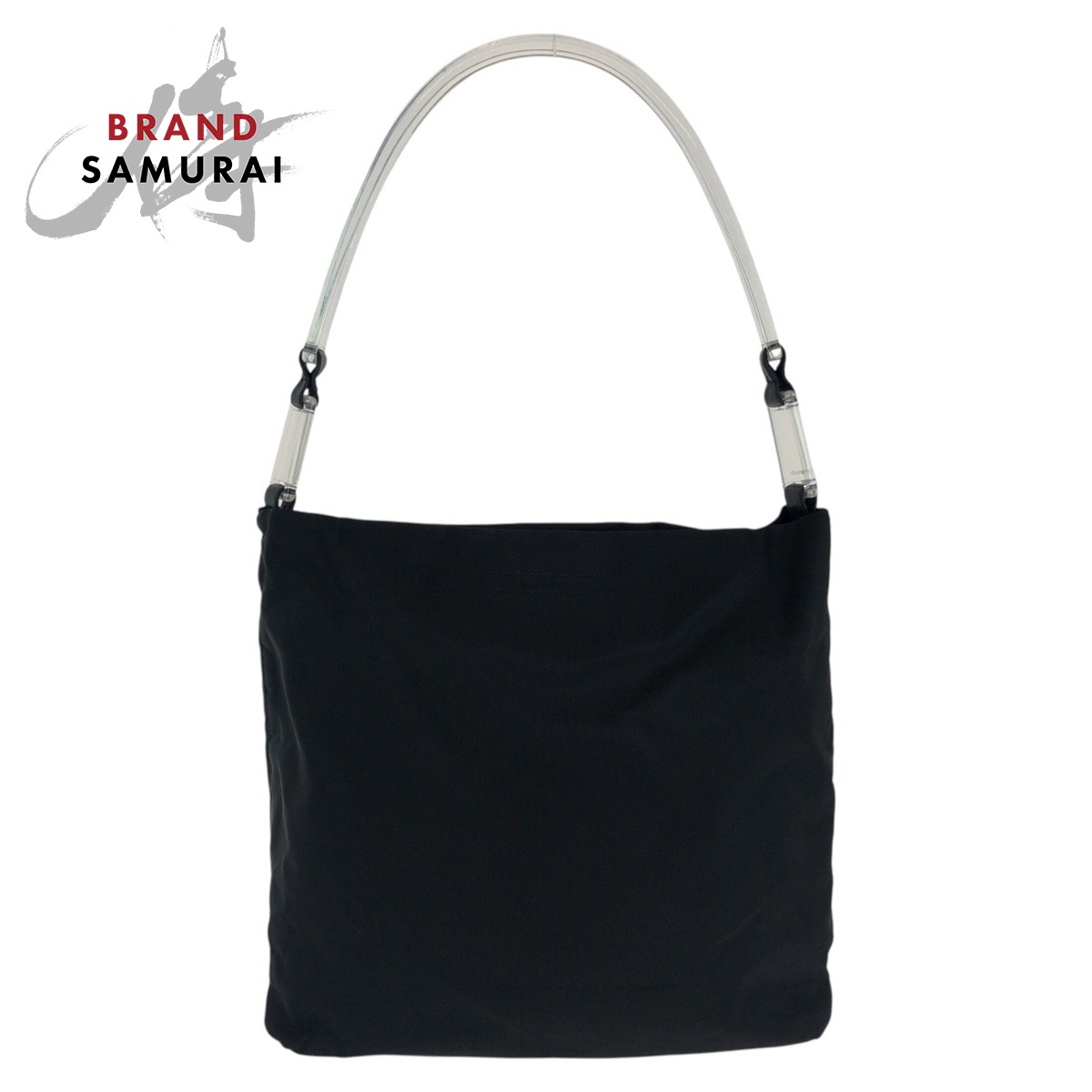 正規品✨プラダ ショルダーバッグ 三角ロゴプレート テスートナイロン レザー 黒 PRADA 美品 プラダ テスート 三角ロゴプレート プラハンドル