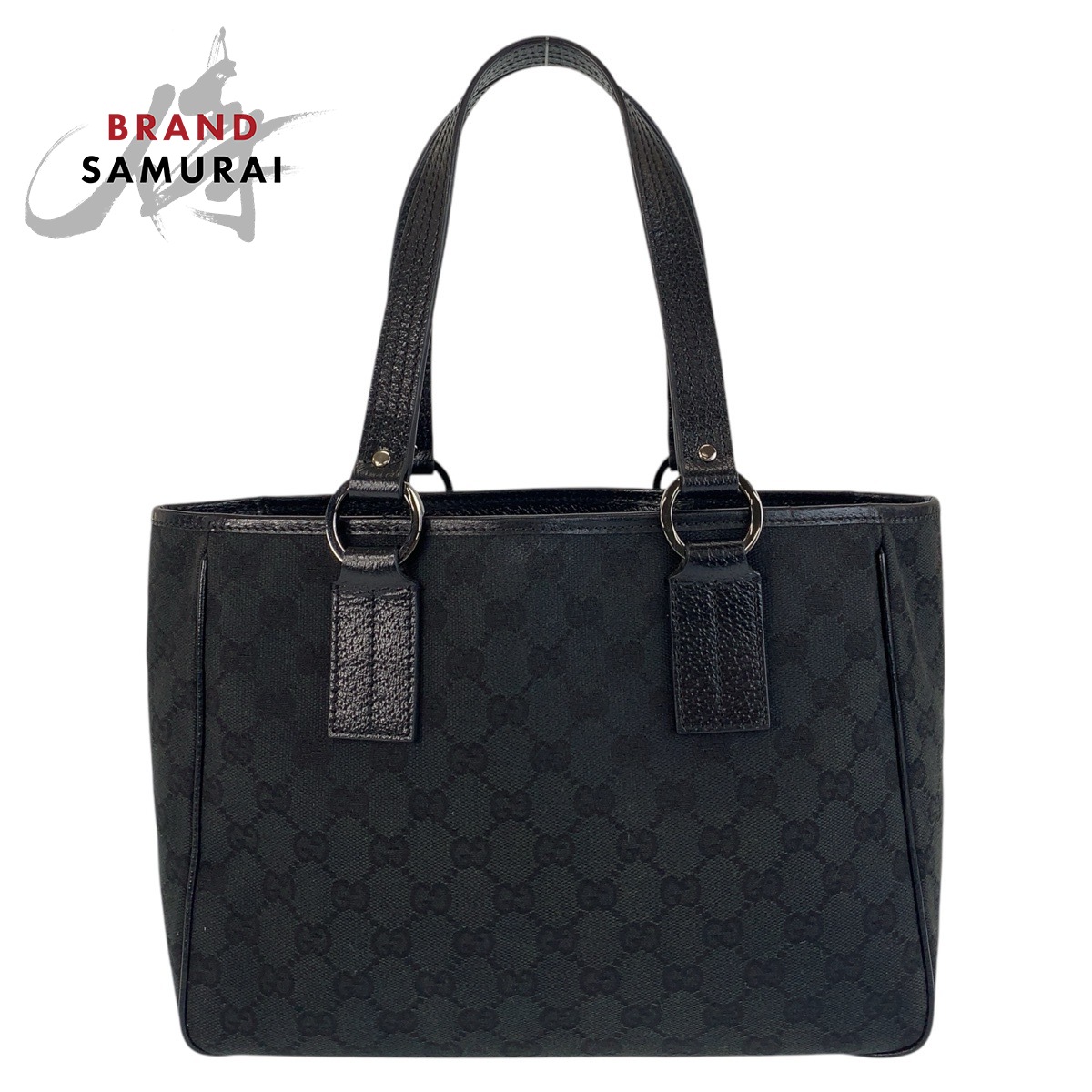 極美品 GUCCI トートバッグ ハンドバッグ 黒 キャンバス GG柄 レザー 良品】GUCCI グッチ トートバッグ 肩かけ GGキャンバス×レザー