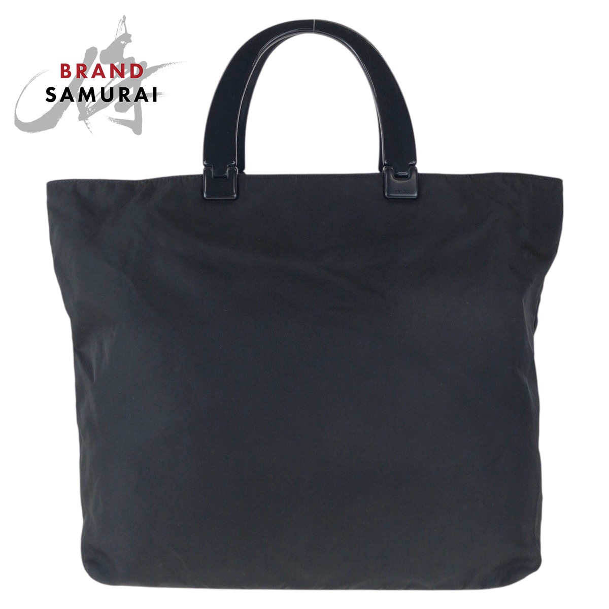 【美品】プラダ トートバッグ ハンドバッグ ナイロン 三角ロゴ 紺 美品✨ プラダ トートバッグ 三角ロゴプレート ナイロン レザー