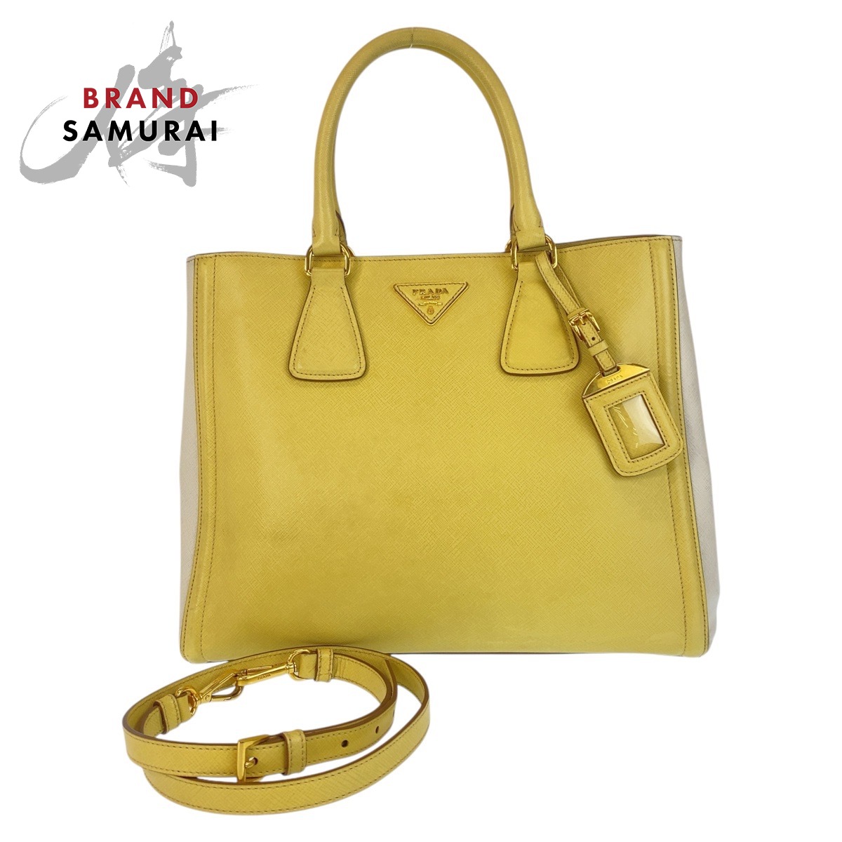 【美品】PRADAカーフレザー　本革ハンドバック　SV金具　JS45693 美品】PRADAカーフレザー 本革ハンドバック SV金具 JS45693