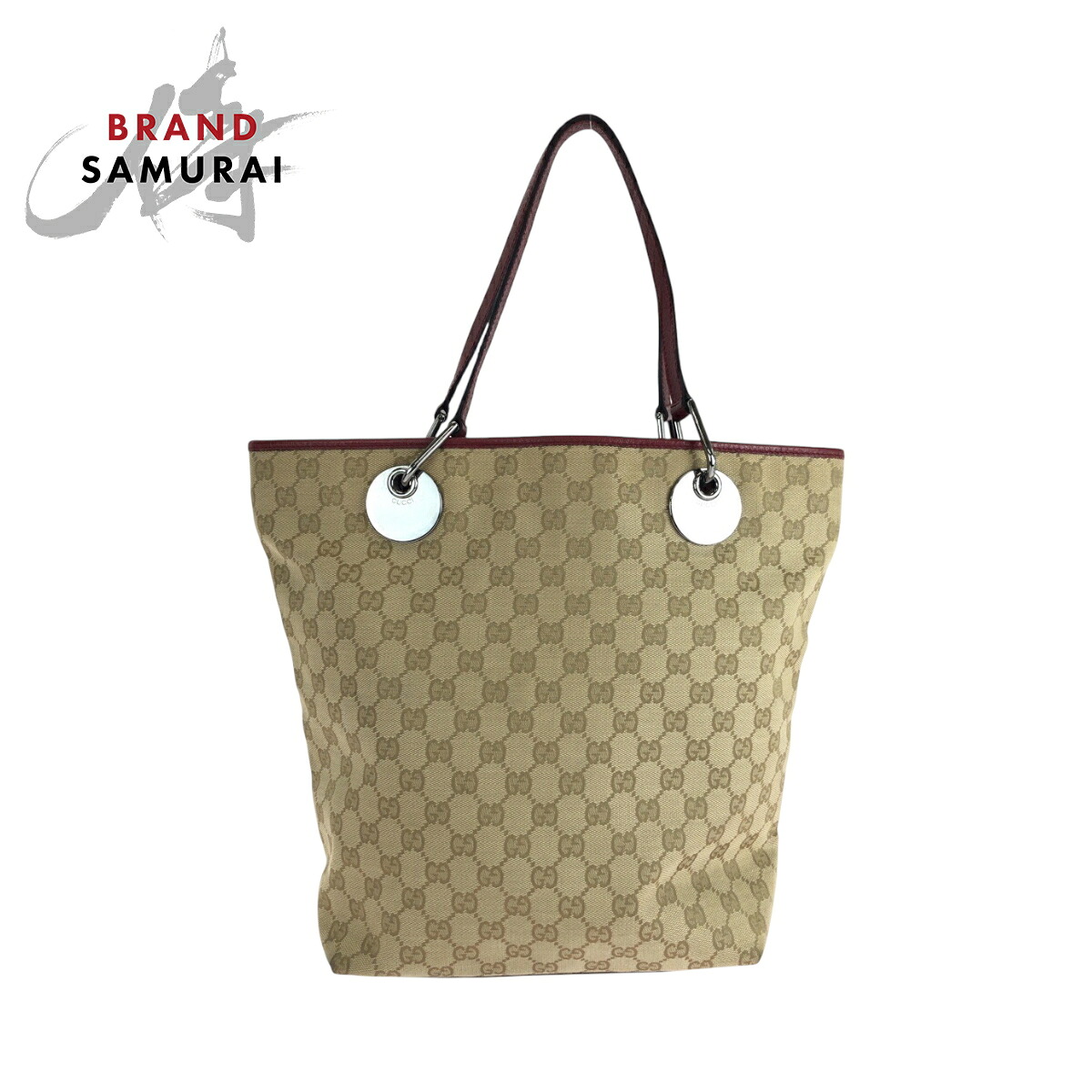 美品 GUCCI グッチ ベージュ レッド シルバー金具 GGキャンバス 120836 トートバッグ ハンドバッグ レディース 506100 【中古】 32,761円