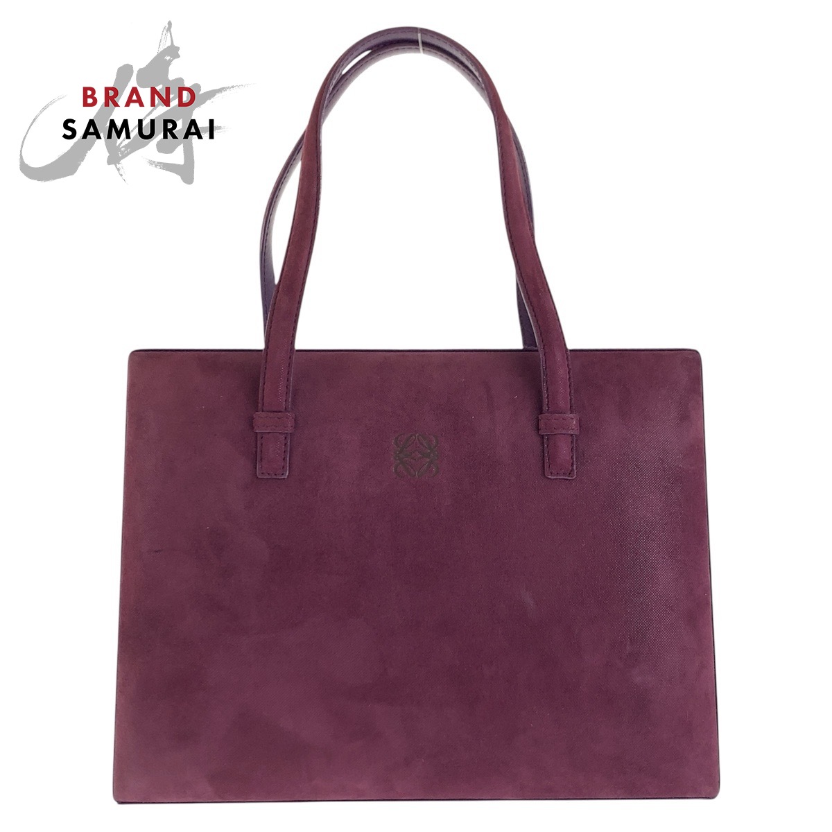 LOEWE ロエベ アナグラム パープル ゴールド スウェード /レザー ハンドバッグ ショルダーバッグ レディース 500883 【中古】