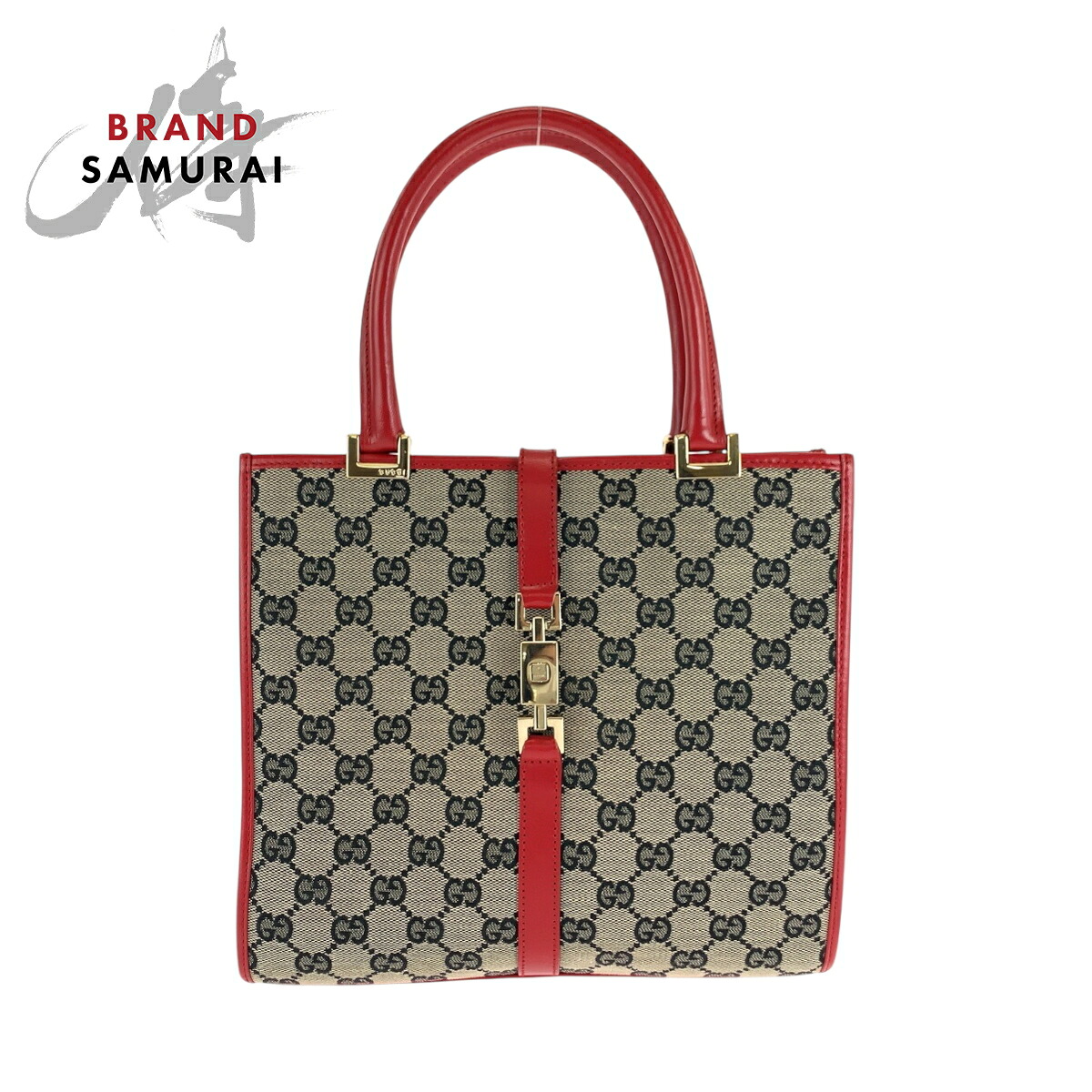 美品 GUCCI グッチ ジャッキー グレー レッド ゴールド金具 GGキャンバス 002 1065 ハンドバッグ トートバッグ レディース 506020 【中古】 37,420円