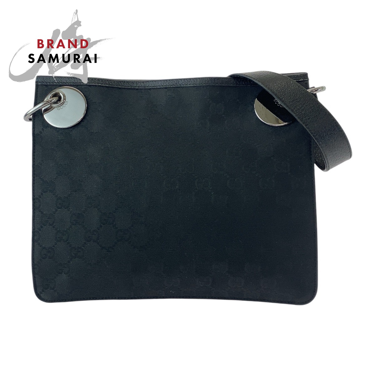 美品 GUCCI グッチ ブラック 黒 シルバー金具 GGキャンバス /レザー 120841 ショルダーバッグ メッセンジャーバッグ レディース 506319 【中古】