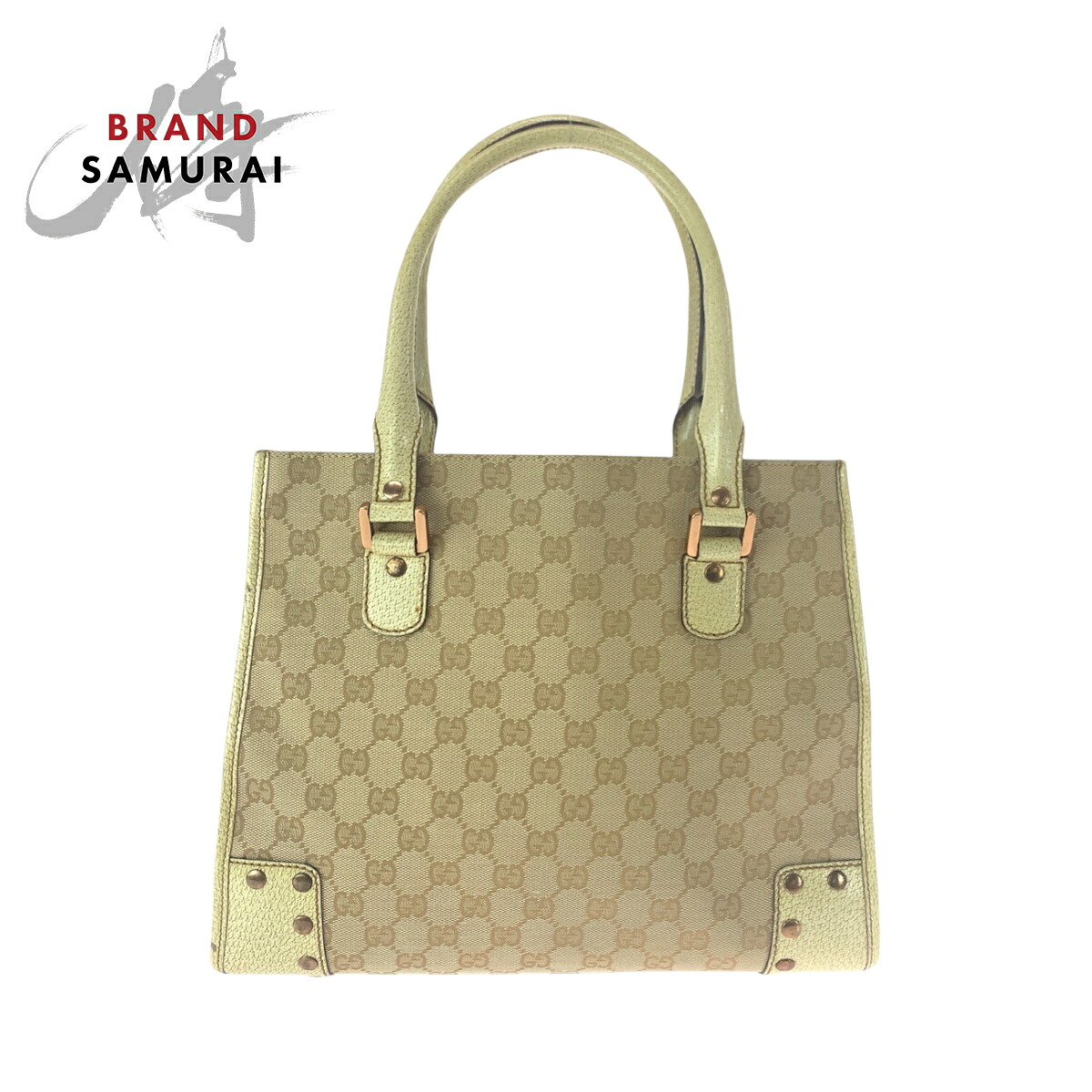 美品 GUCCI グッチ ベージュ アイボリー ゴールド金具 GGキャンバス 124260 トートバッグ ハンドバッグ ショルダーバッグ レディース 506325 【中古】