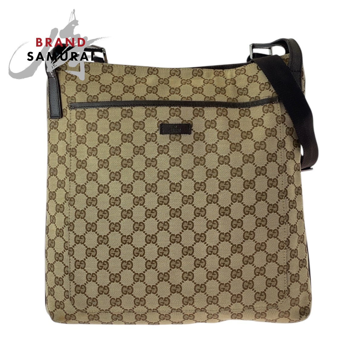 美品 GUCCI グッチ ベージュ 赤銅色 GG帆布 /なめし革 122791 ショルダーバッグ 飛脚屋御徒面子 レディース 506610 【中古】