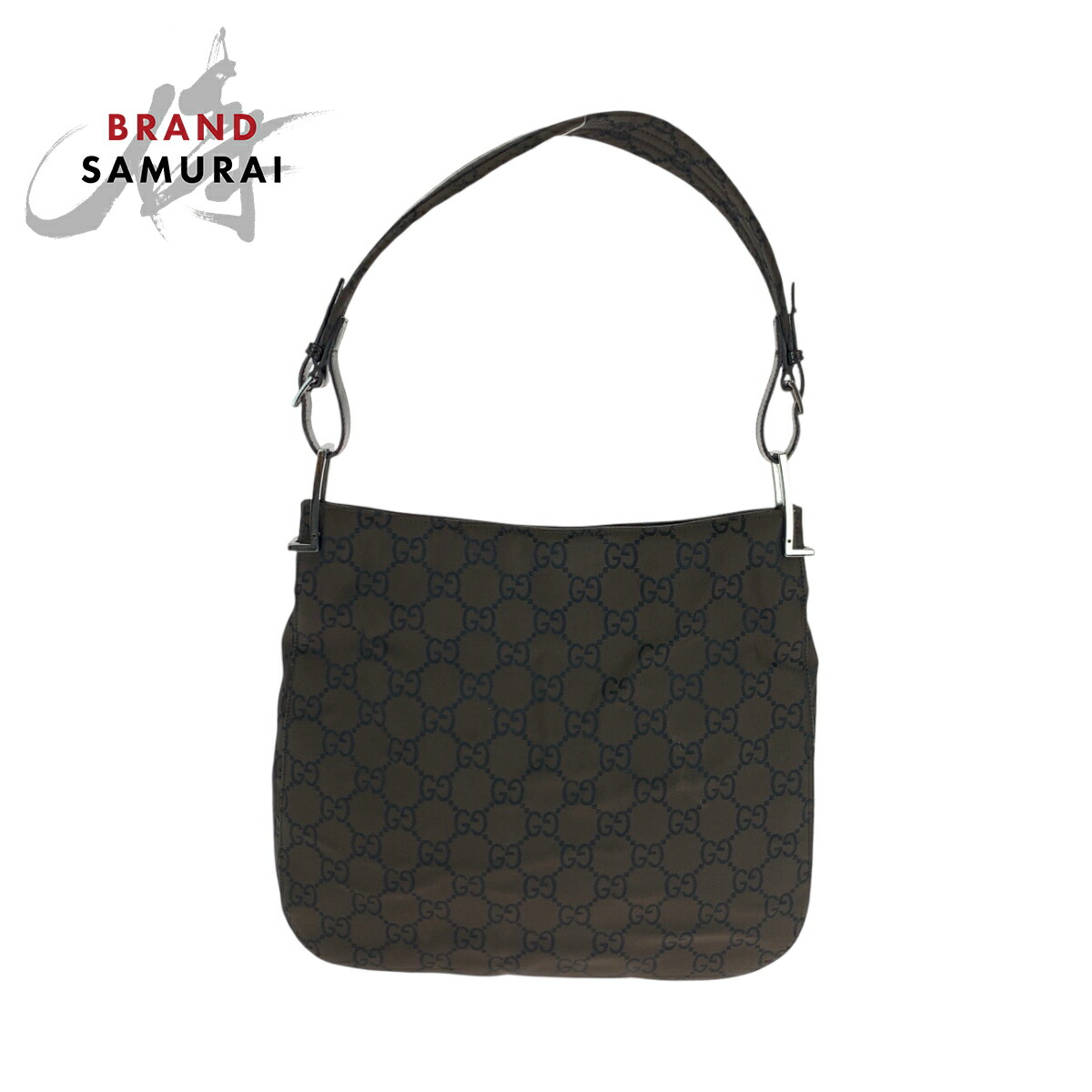 GUCCI グッチ GG柄 ダークブラウン シルバー金具 ナイロン 001 3166 ショルダーバッグ レディース 501562 【中古】