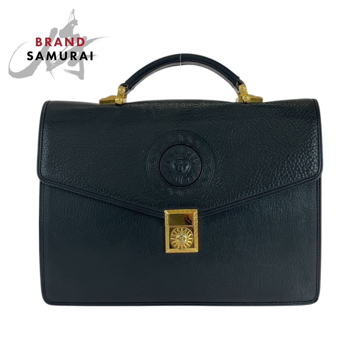 美品 VERSACE レザー サンバーストメダリオン エンボス セカンドバッグ 稀少✨ Versace サンバースト メダリオン セカンドバッグ 本革 レザー