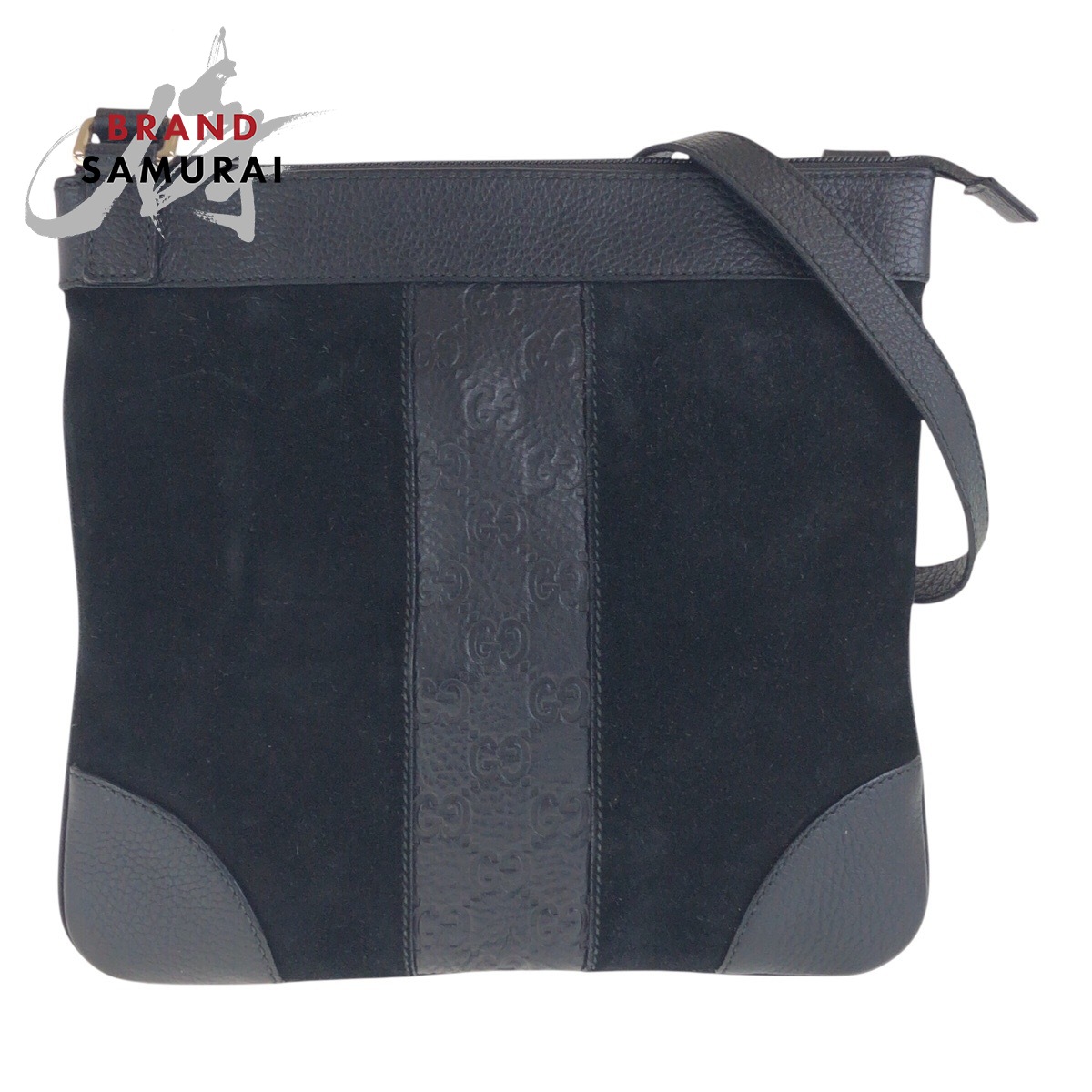 美品 GUCCI グッチ ブラック シルバー金具 スウェード /レザー 272 396 斜め掛け ショルダーバッグ レディース 600953 【中古】