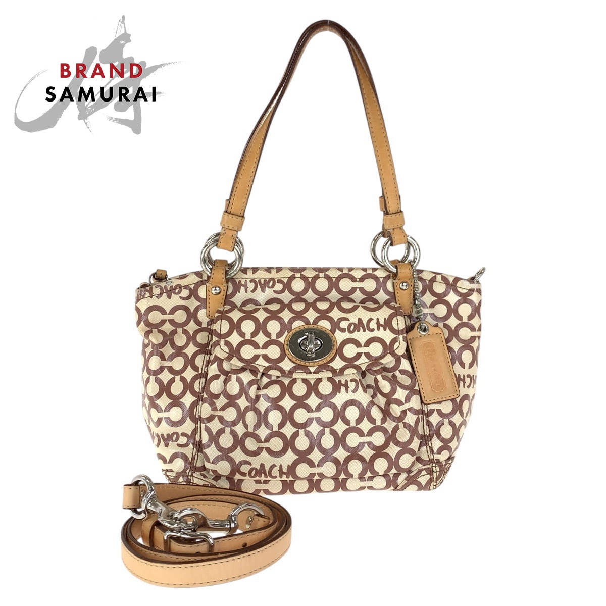 極美品　コーチ　ハンドバッグ　2way　オプアート　13141　フラップ　s21 楽天市場】美品 COACH コーチ オプアート ライトブルー ホワイト