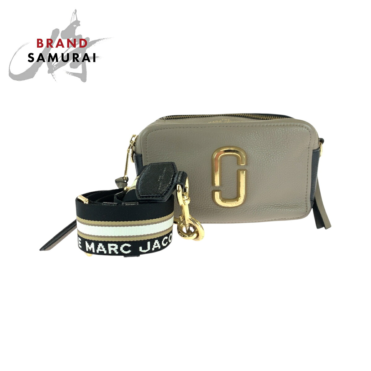 MARC BY MARC JACOBS マークバイマークジェイコブス ベージュ ブラック ゴールド金具 レザー F SE 2250 ショルダーバッグ ポシェット レディース 506647 【中古】
