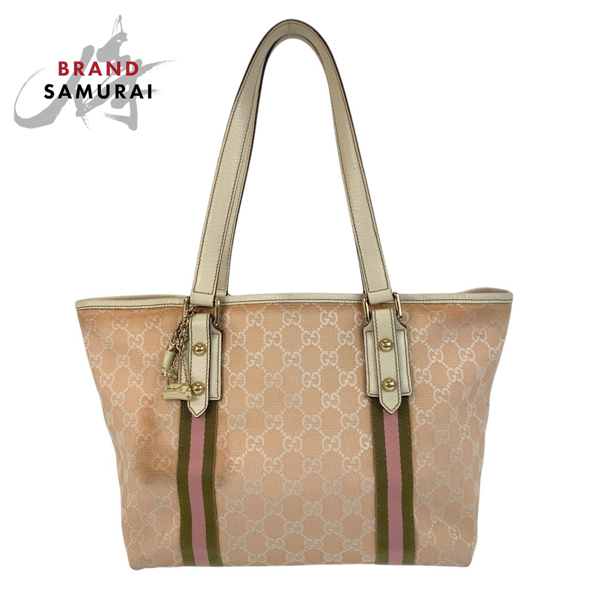 GUCCI グッチ シェリーライン ピンク アイボリー ゴールド金具 GGキャンバス /レザー 137396 トートバッグ ショルダーバッグ レディース 506422 【中古】|BRAND SAMURAI