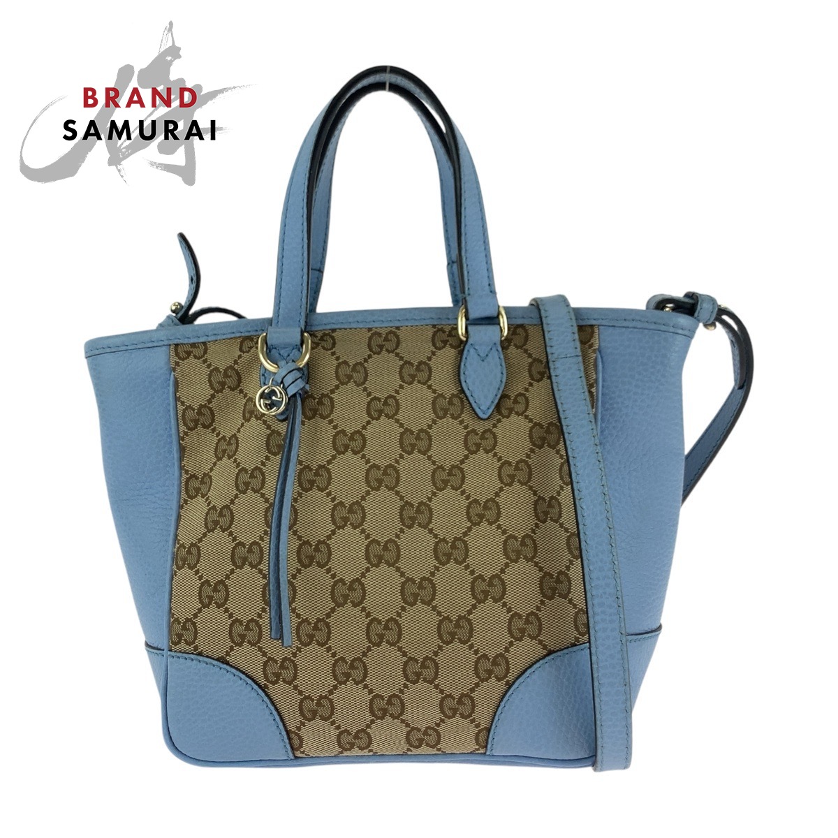GUCCI GGロゴ トートバッグ ベージュ/ブルー グッチ GGキャンバス シェリーライン トートバッグ ベージュ