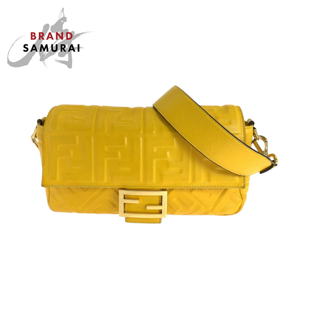 美品 FENDI フェンディ ズッカ マンマバケット イエロー ゴールド金具 レザー 8BR600 ショルダーバッグ メッセンジャーバッグ レディース 601852 【中古】