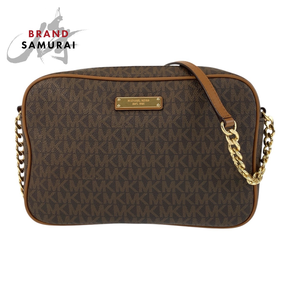 美品 Michael Kors マイケルコース ブラウン ゴールド金具 PVC ショルダーバッグ ポシェット レディース 506447 【中古】