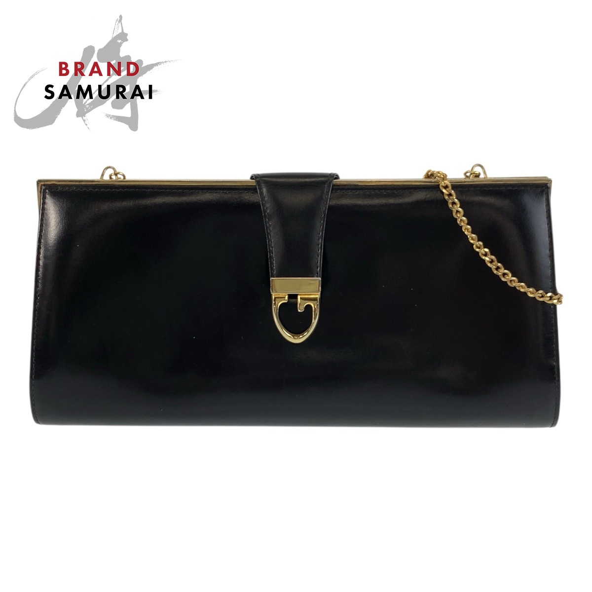 美品 GUCCI グッチ ヴィンテージ オールドグッチ ブラック 黒 ゴールド金具 レザー チェーンショルダーバッグ ポシェット レディース 603104 【中古】｜BRAND SAMURAI