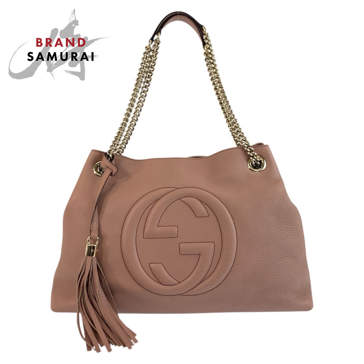GUCCI ソーホー　チェーンショルダーバッグ　エナメル　タッセル　ピンク グッチ] グッチ GUCCI ソーホー ショルダーバッグ ピンク