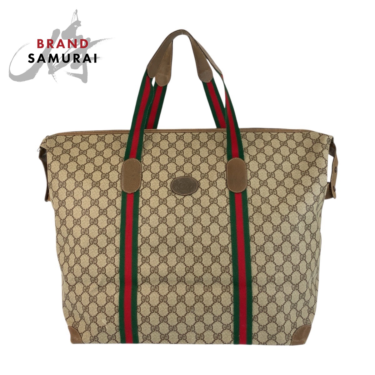 GUCCI グッチ ヴィンテージ シェリーライン オールドグッチ ブラウン ベージュ GGスプリームキャンバス /レザー 89 19 012 ボストンバッグ トラベルバッグ メンズ 503794 【中古】 33,343円
