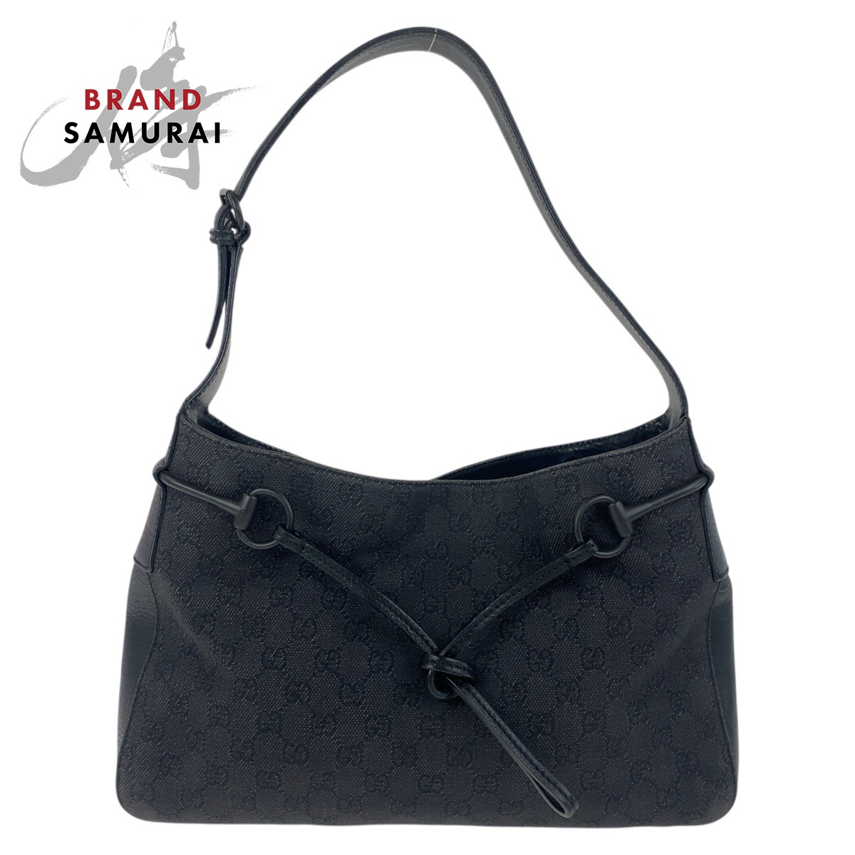 【希少】グッチ GG ハンドバッグ キャンバス レザー ホースビット ブラック 美品 グッチ トートバッグ ホースビット ブラック GG キャンバス レザー 黒