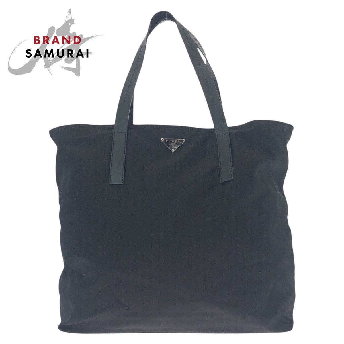 良品✨プラダ ロゴ 総柄 テスートナイロン ミニトートバッグ 黒 ブラック 美品 PRADA プラダ テスート 三角ロゴプレート ブラック 黒