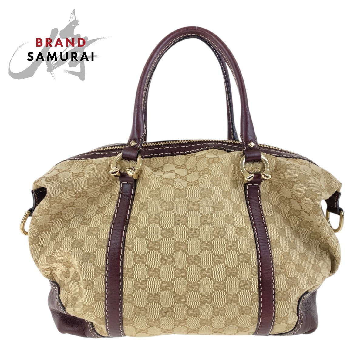 【美品】グッチ ミニ ボストン バック シマ gg レザー ブラウン ハンド nadabe様 美品 GUCCI グッチ ミニボストンバッグ GG シマ レザー